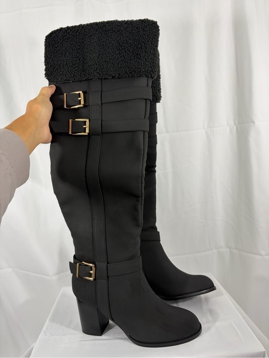 Journee Collection Shoes - NWT Journee Women's Size 7 Tall Buckle Boots with Faux Shearling Cuff